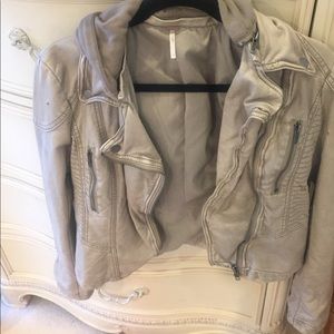 Free People Faux Leather Hooded Jacket