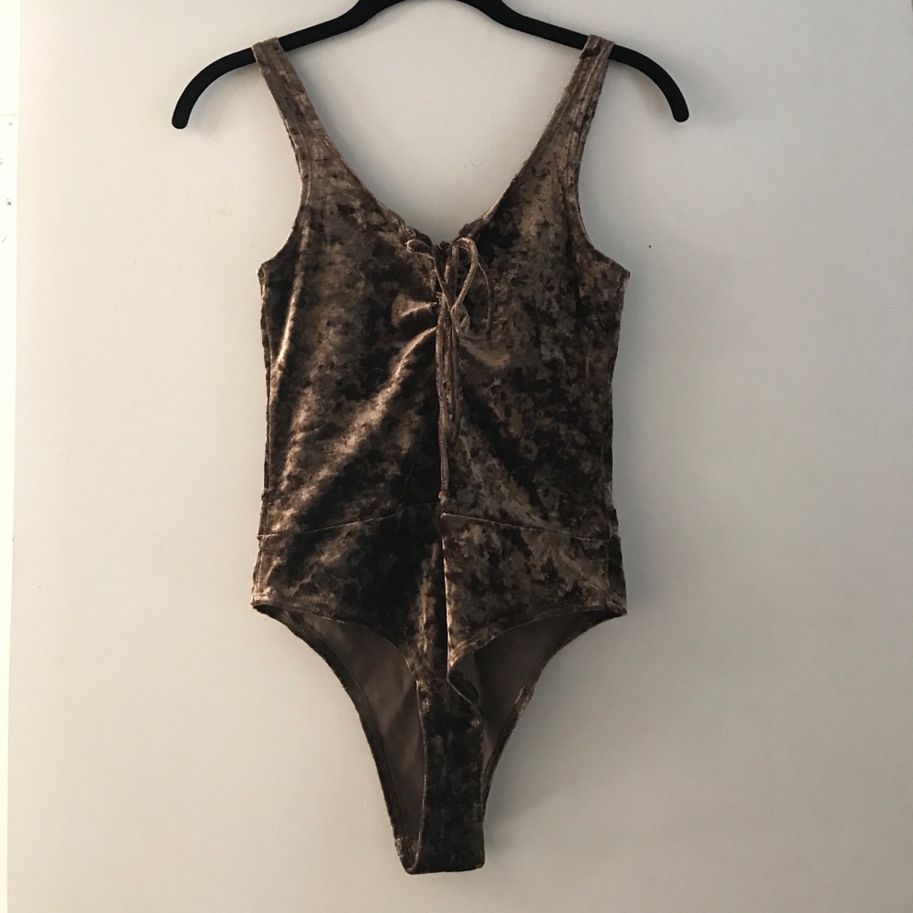 Brown suede makers of dreams bodysuit