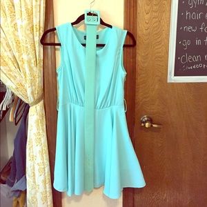 Tiffany Blue Belted Fit-And-Flare Dress