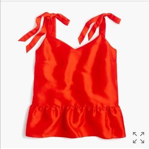 J Crew red silk tie top NWT size 0