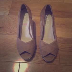 Topshop Tan Suede Wedges