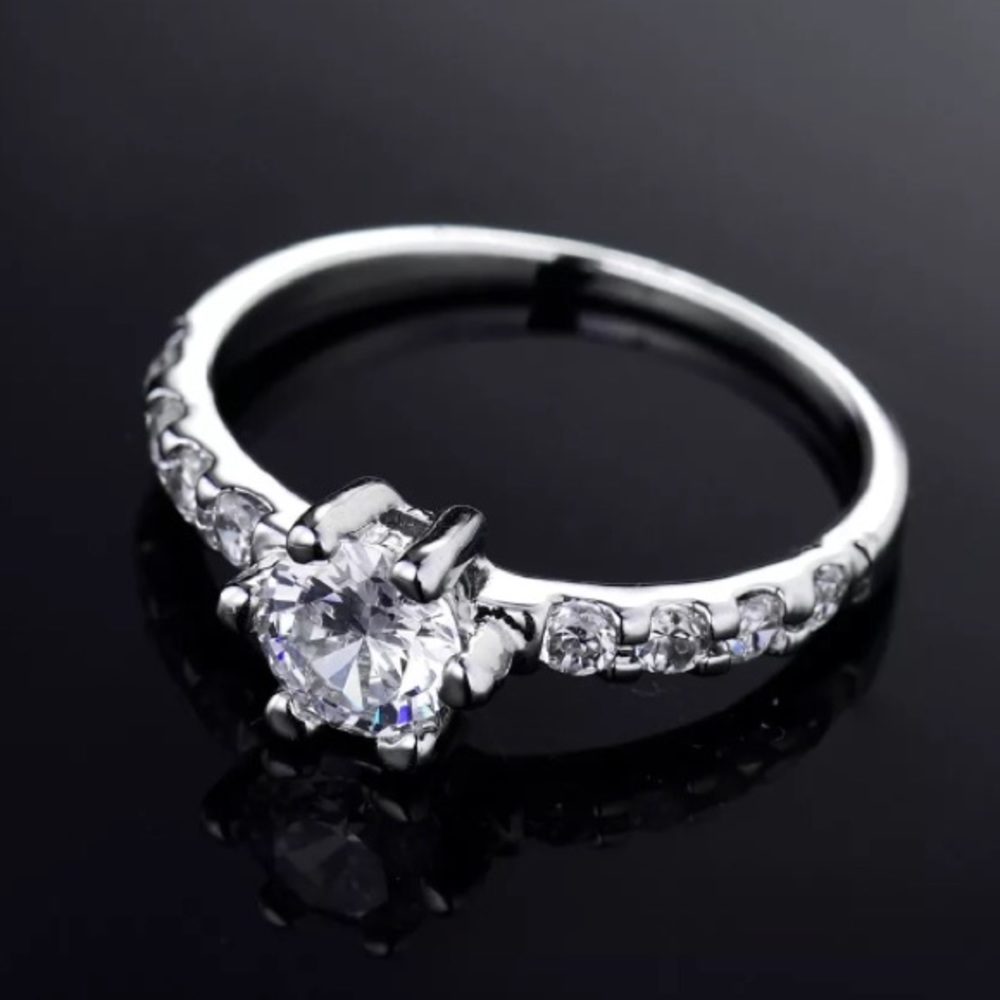 White Topaz CZ & 18K White Gold Filled Ring