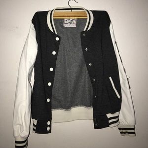 Reflex / Gray and white varsity style jacket