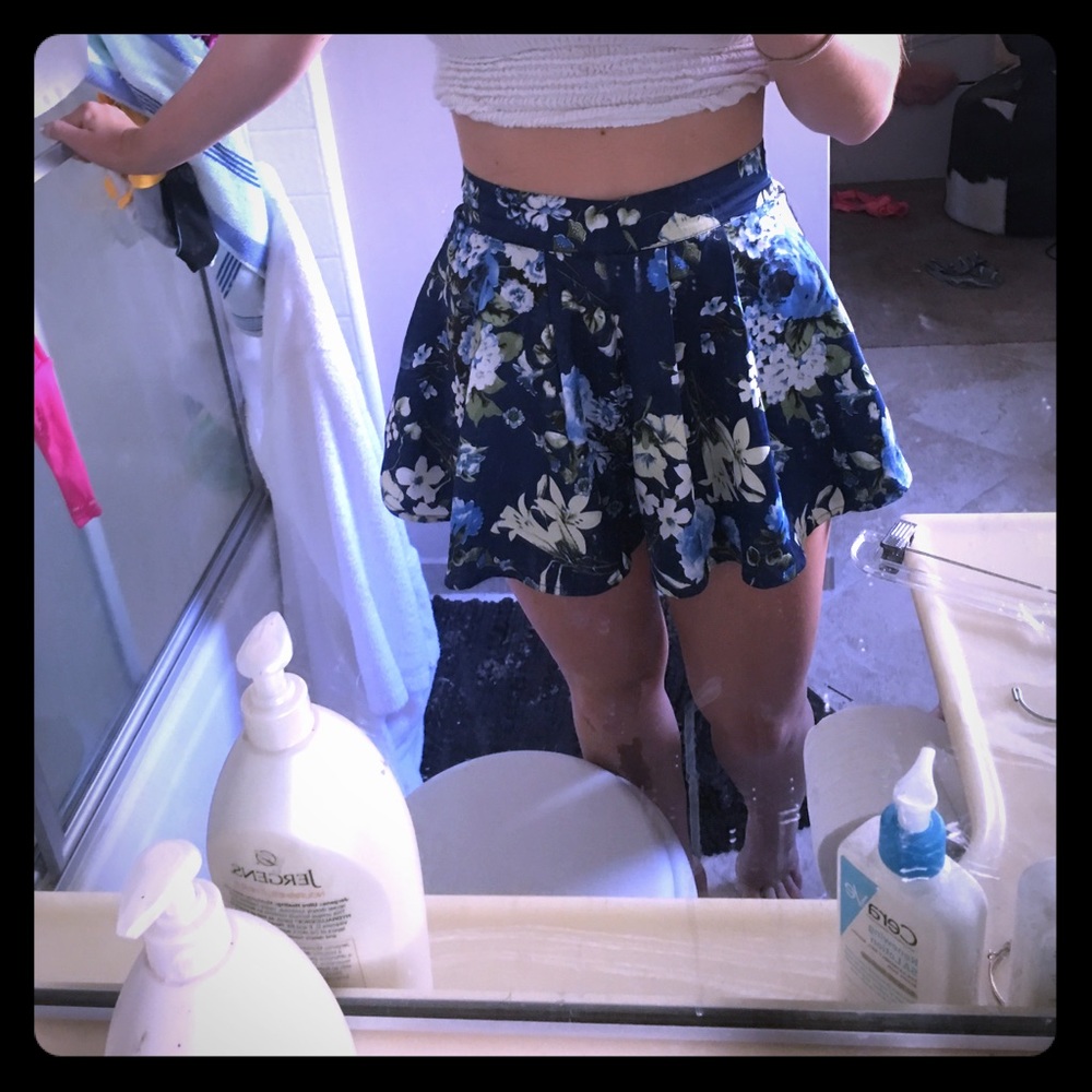 Blue and white floral shorts