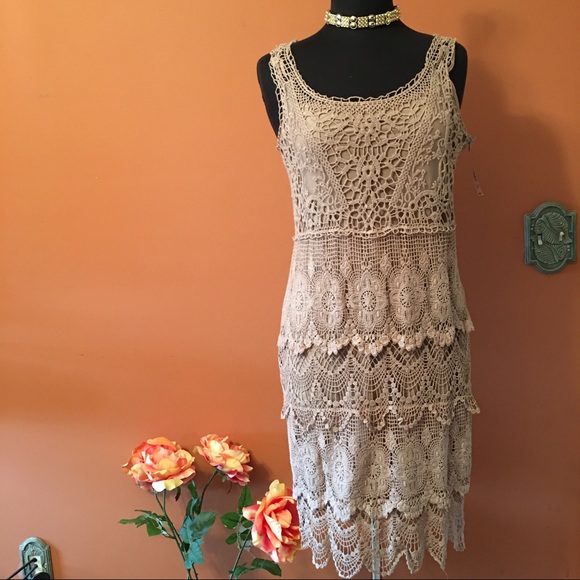 new directions Dresses & Skirts - Boho Lace Crochet Tiered Dress