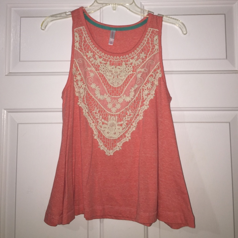 Target Lace Embroidered Coral Tank