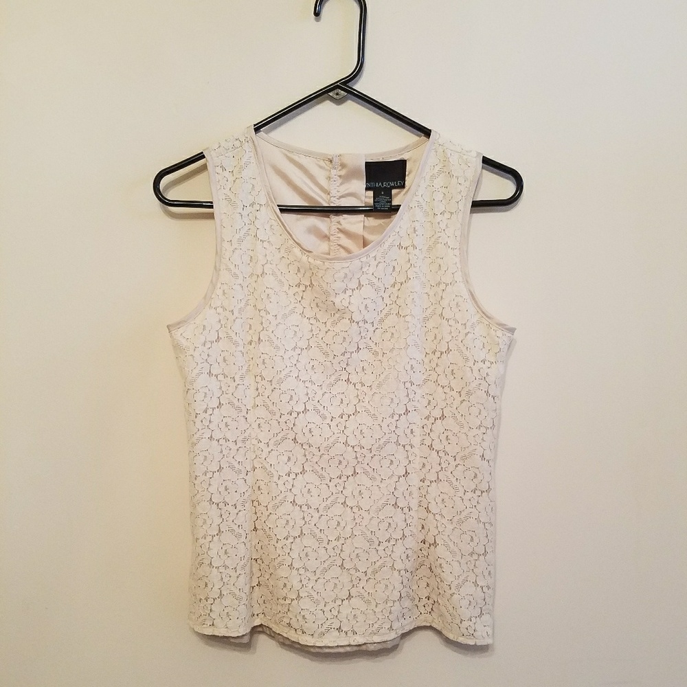 Cynthia Rowley sleeveless lace overlay  blouse