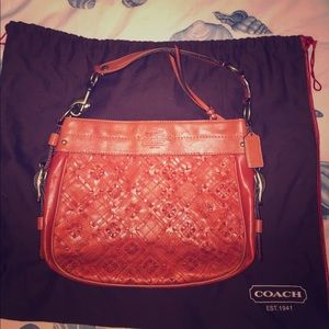 Amazing Details Burnt Orange Leather Coach Bag
