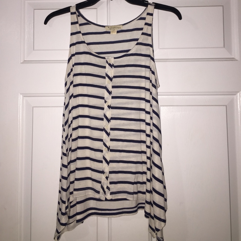 Forever 21 Striped Button Tank