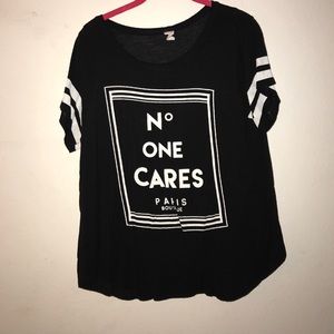 Black "no one cares" top