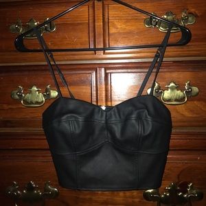 Express faux leather bustier crop