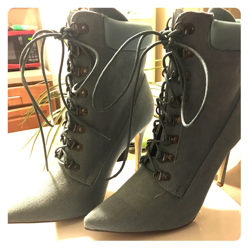Denim heel boots 👢(New)#Never worn# In the box