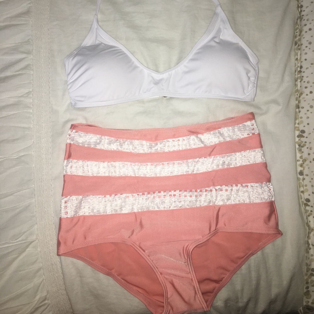 Bikini Set with High Waisted Bottoms.
