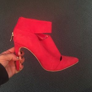 Red suede booties
