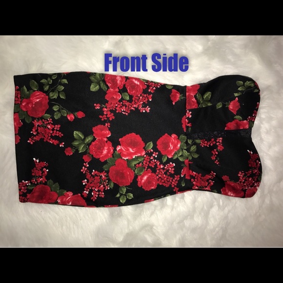 Red Rose Print Strapless Mini Dress! ♥️ 🌹 - Picture 2 of 4
