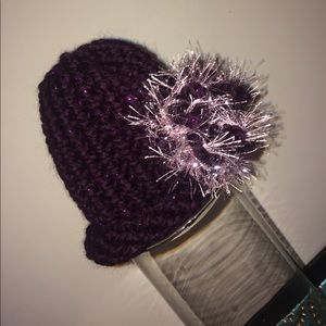 🖐🏼HAND KNITTED w/❤️ Newborn Baby Hat in Eggplant