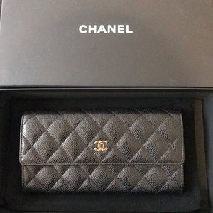 Chanel Classic Quilted Flap Wallet in Caviar