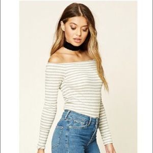 Striped off the shoulder top