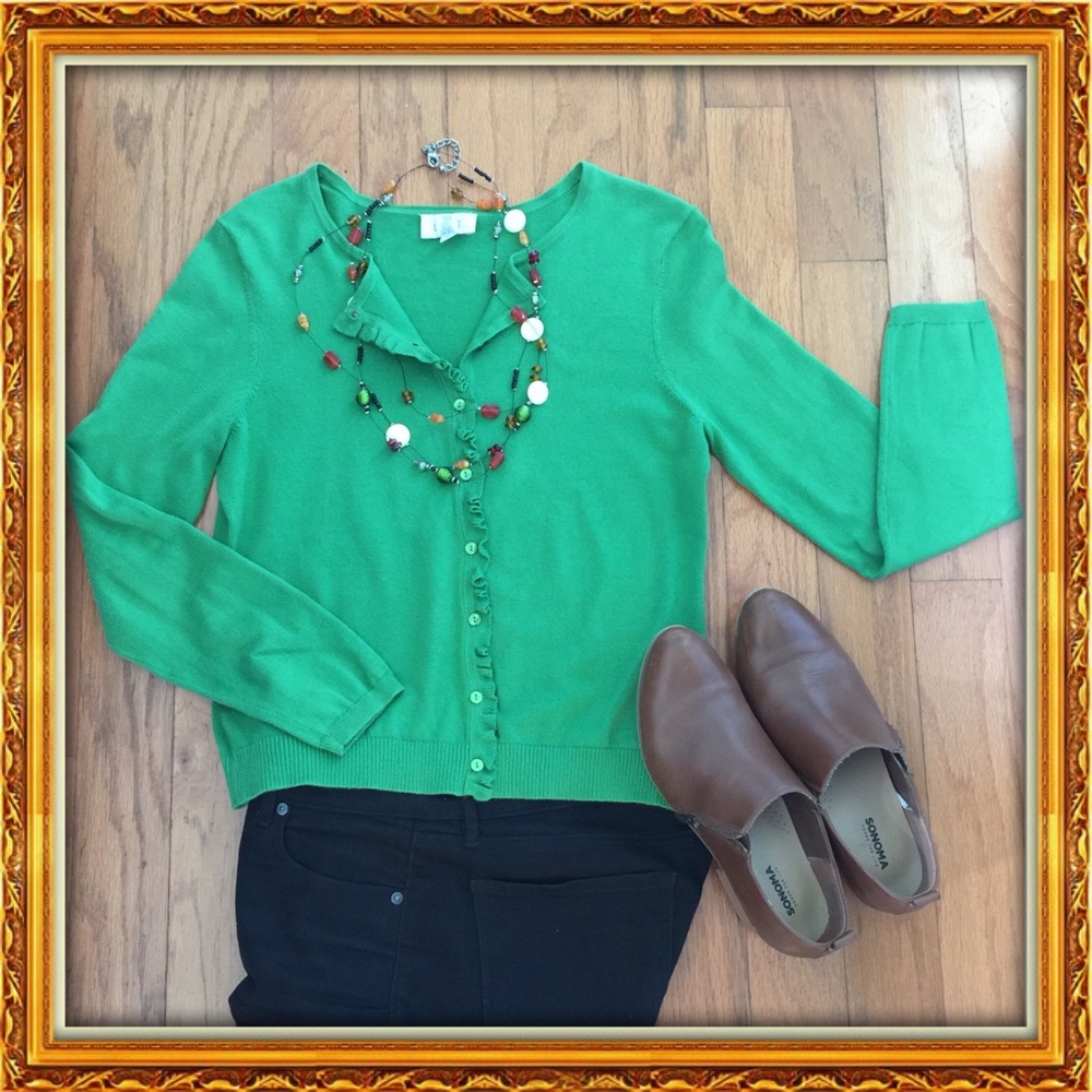 Ann Taylor LOFT Kelly Green cardigan