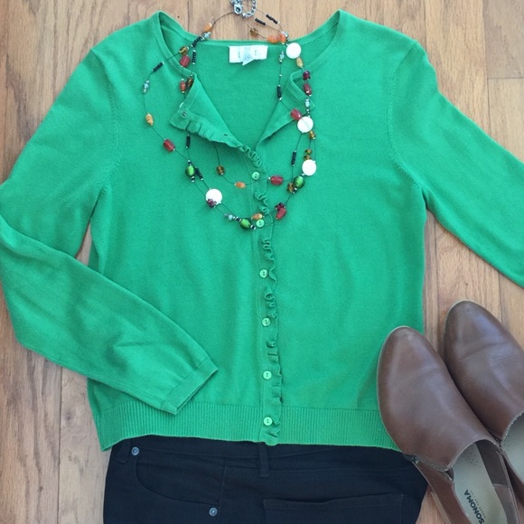 Ann Taylor LOFT Kelly Green cardigan - Picture 4 of 4