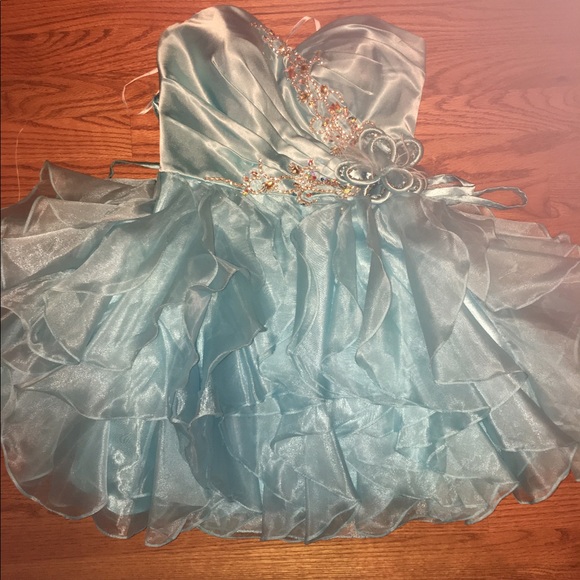 Short, Corset Homecoming Ball Gown Dress Blue - Picture 3 of 7