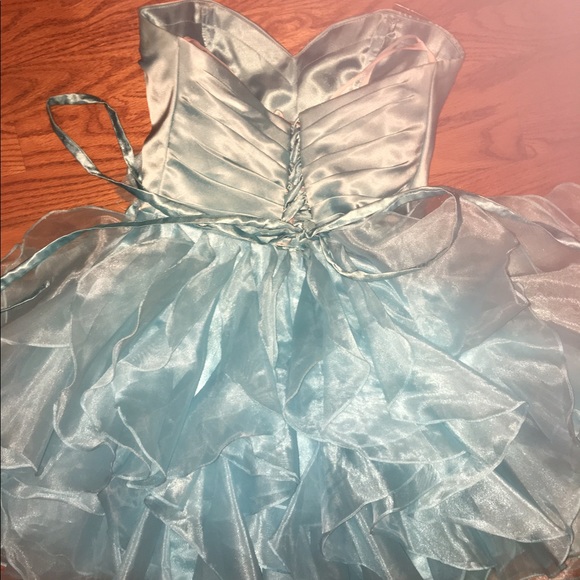 Short, Corset Homecoming Ball Gown Dress Blue - Picture 6 of 7