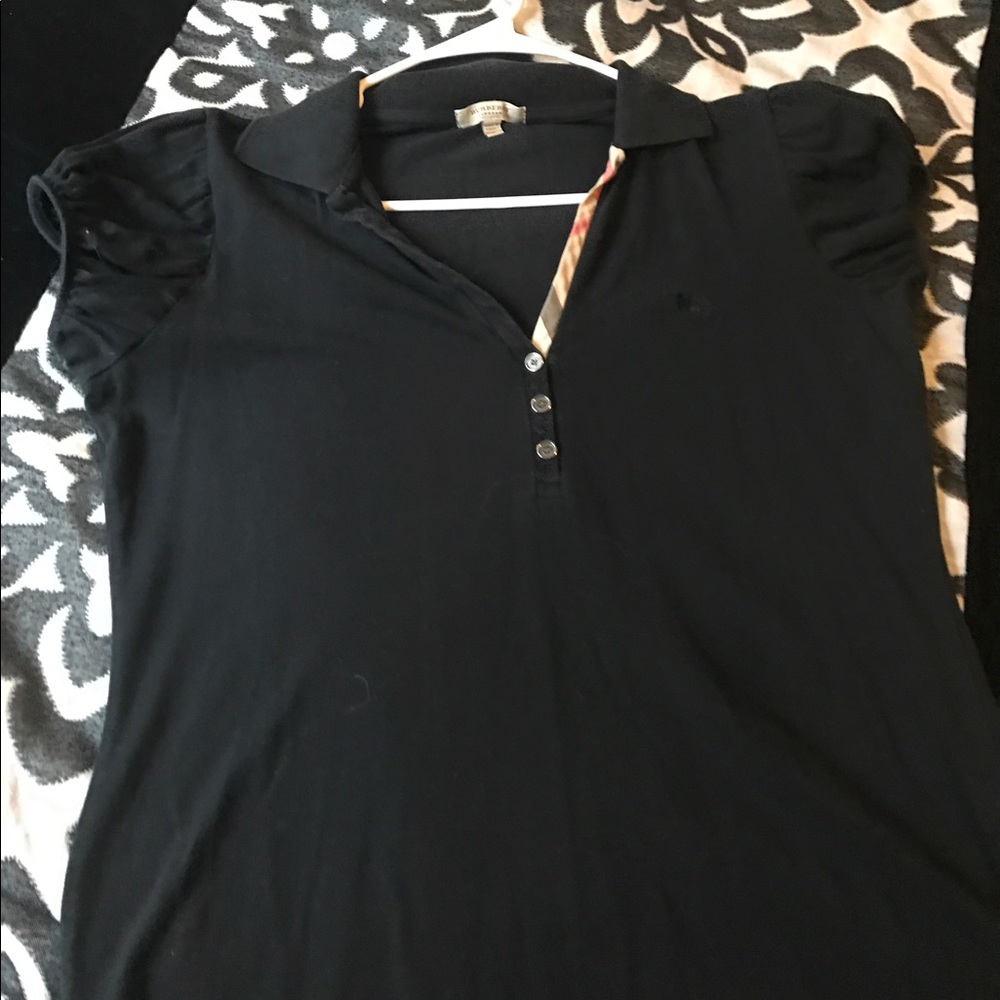 Burberry flower puff sleeve polo