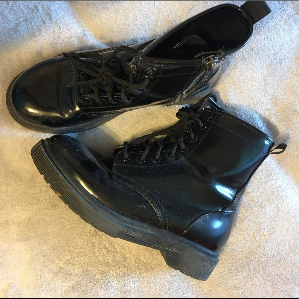 Doc Marten Inspired Glossy Lace Up Boots