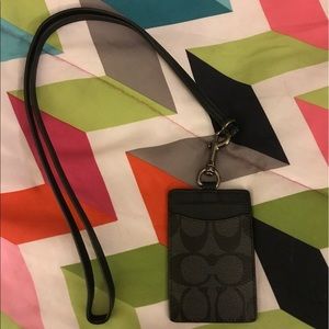 COACH Black and Gray ID lanyard