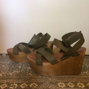 Joe's Jeans Brenda Wooden Wedge Sandals