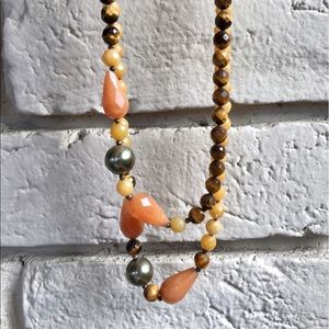 Chan Luu Tiger Eye Mix Faceted Long Necklace
