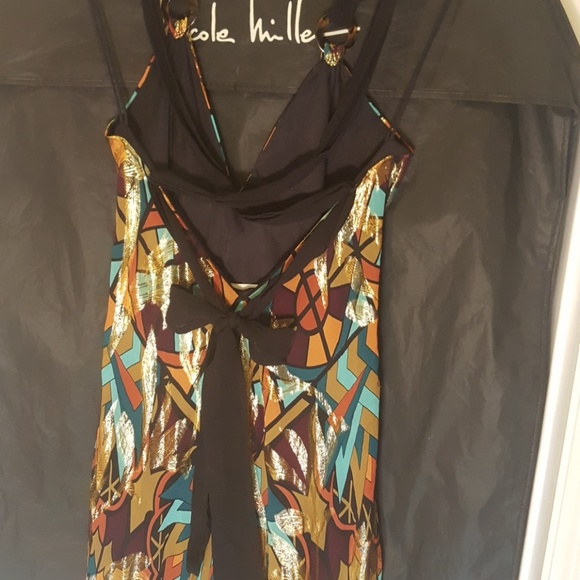 Nicole Miller 100% Silk Asymmetric Maxi - Picture 2 of 9