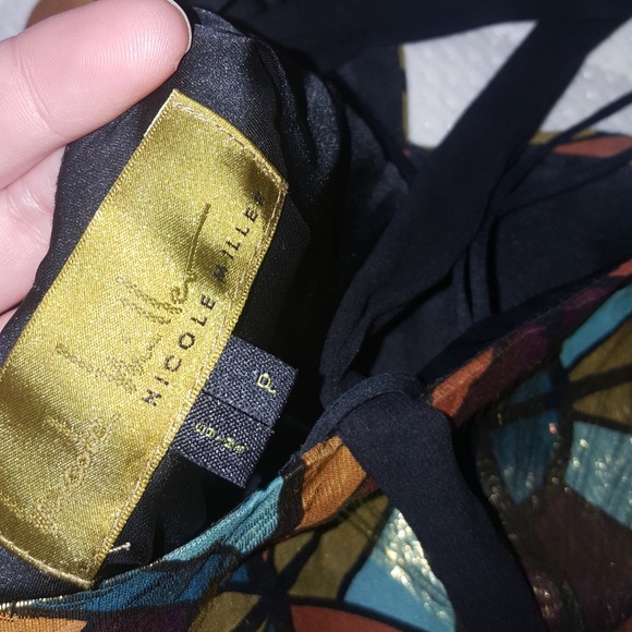 Nicole Miller 100% Silk Asymmetric Maxi - Picture 3 of 9