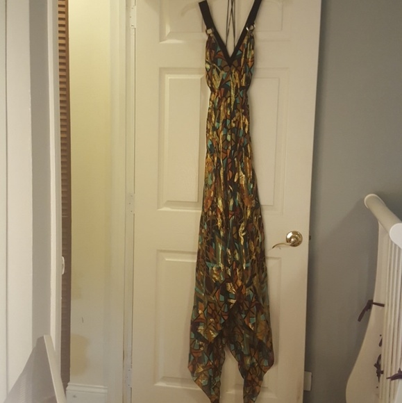 Nicole Miller 100% Silk Asymmetric Maxi - Picture 8 of 9