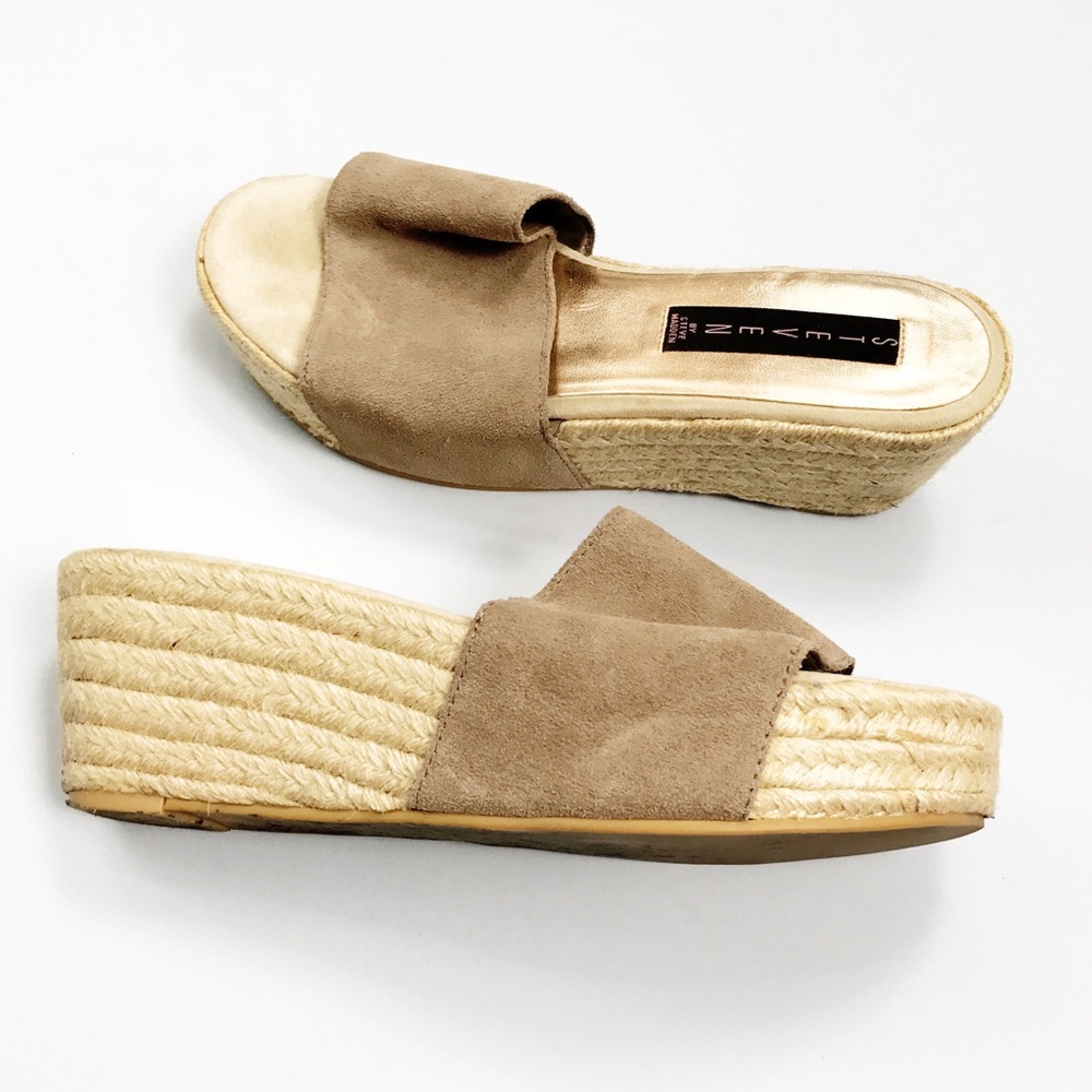 Steven minimal taupe espadrilles slides sandals