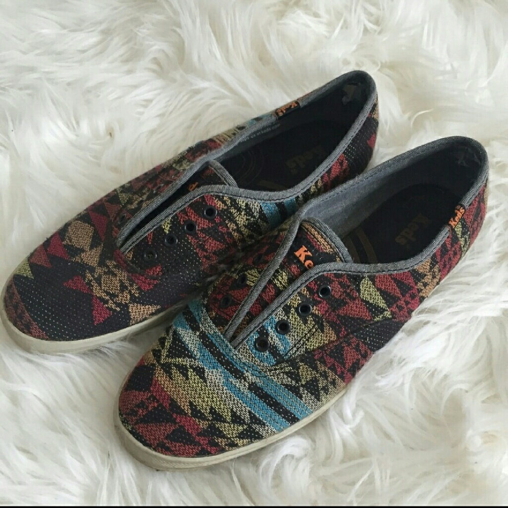 Blue, red, green and black size 7 Ked slip on