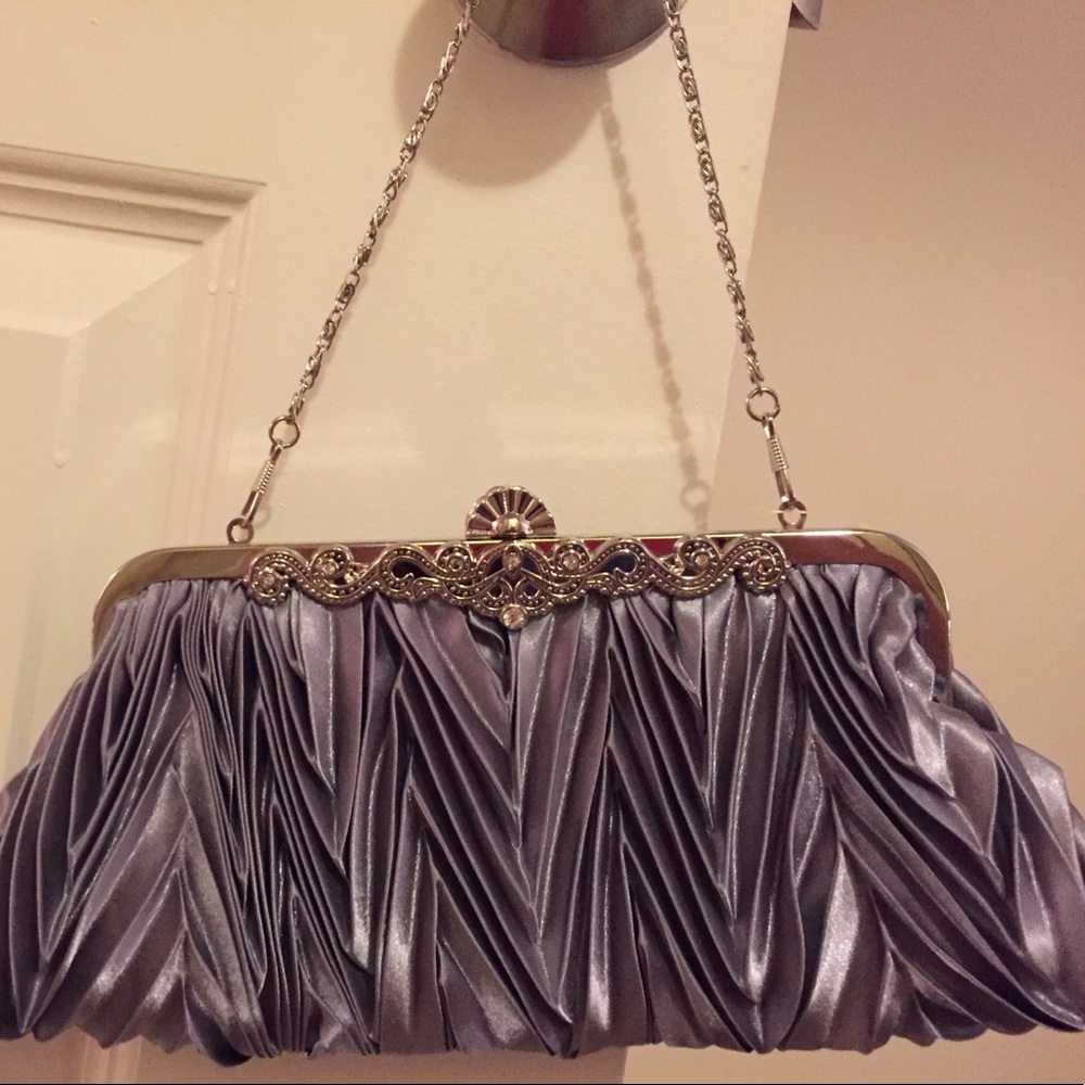 Silver formal clutch