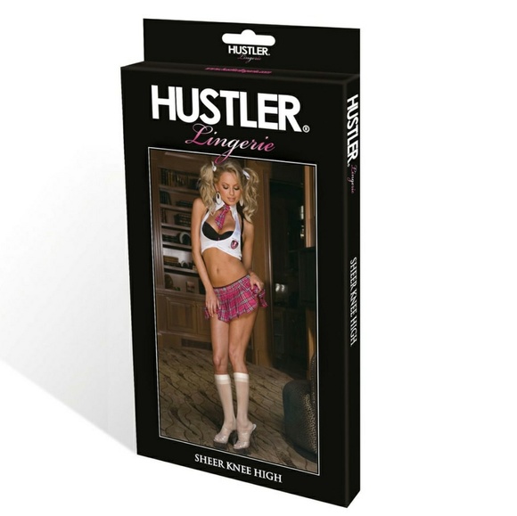 Hustler Lingerie White Sheer Knee High Sock - Picture 3 of 3