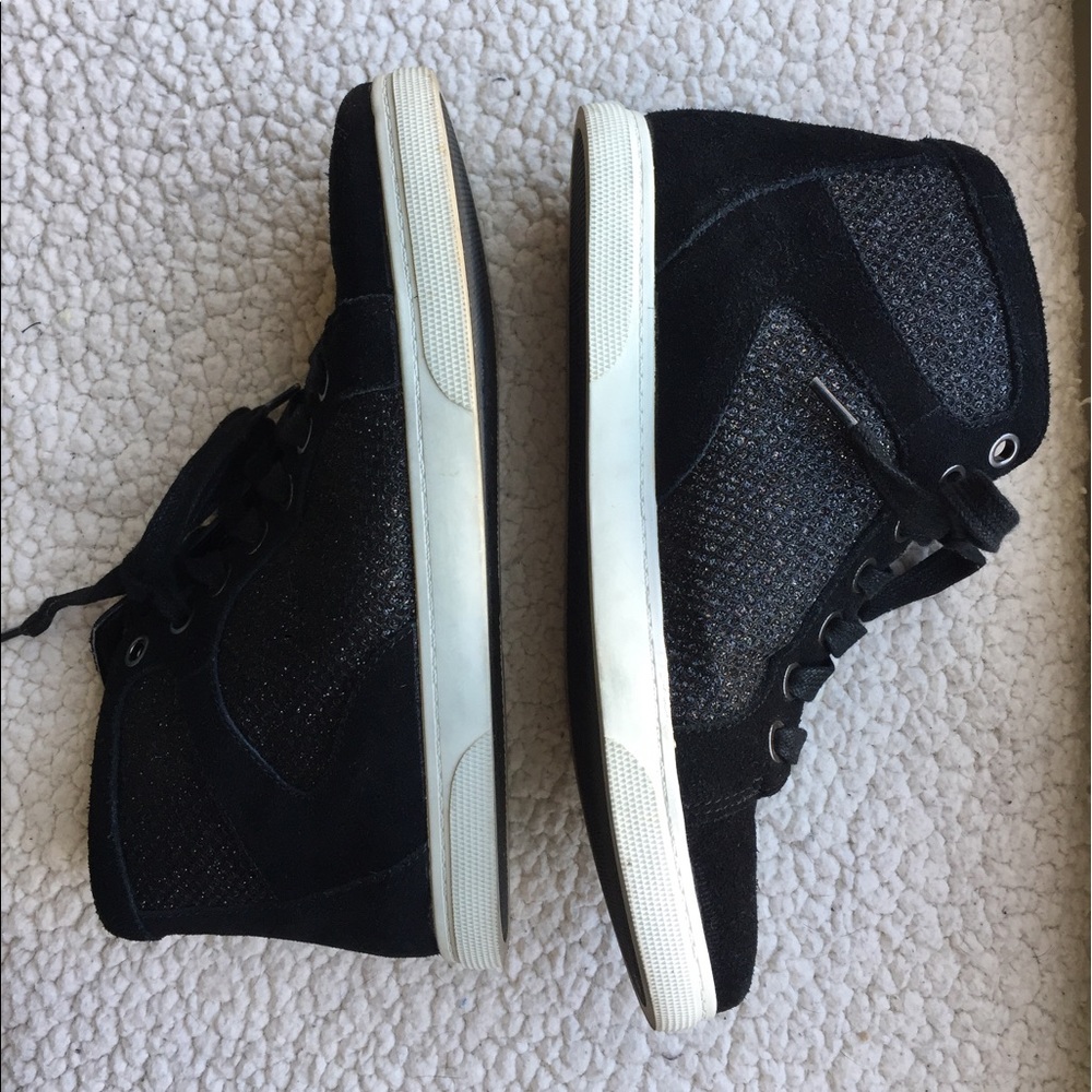 Enzo Angiolini suede &glitter canvas-top sneakers