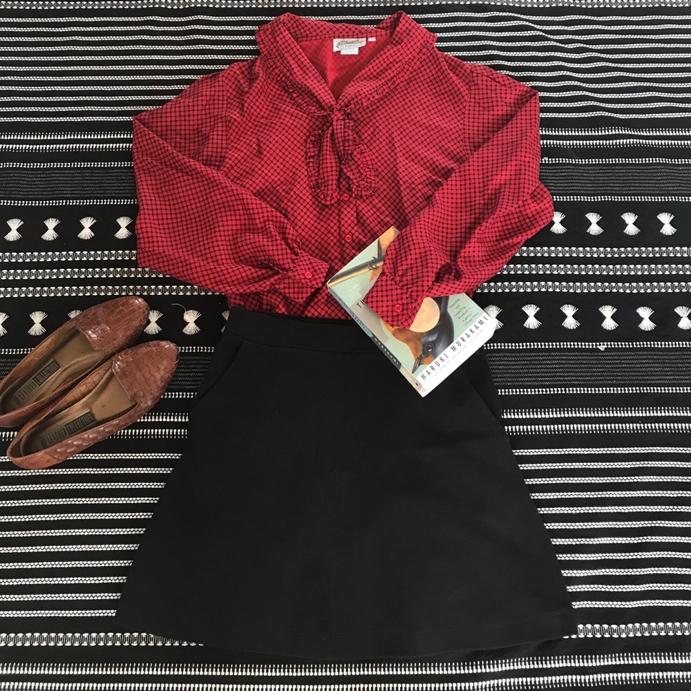 Vintage • Ruffle Middy Collar Plaid L/S