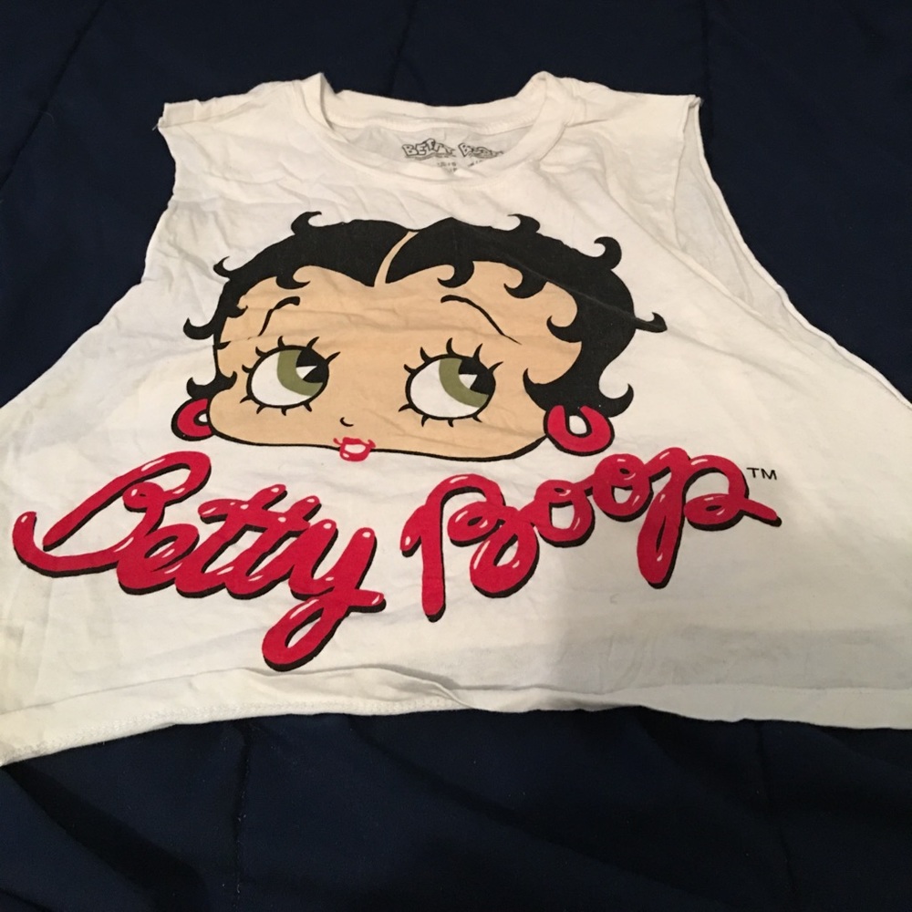 FOREVER 21 White Betty Boop Crop Top