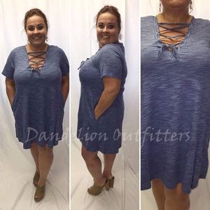 Heathered Blue Tunic/Dress 1X 2X 3X NWT