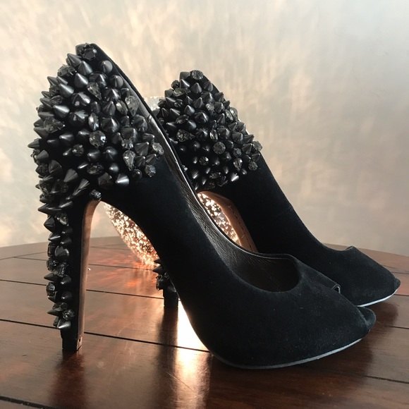 Sam Edelman Shoes - Sam Edelman Lorissa Spiked Suede Peep Toe Pumps