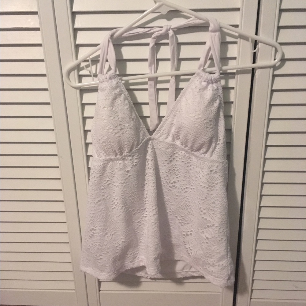 White crochet tankini top