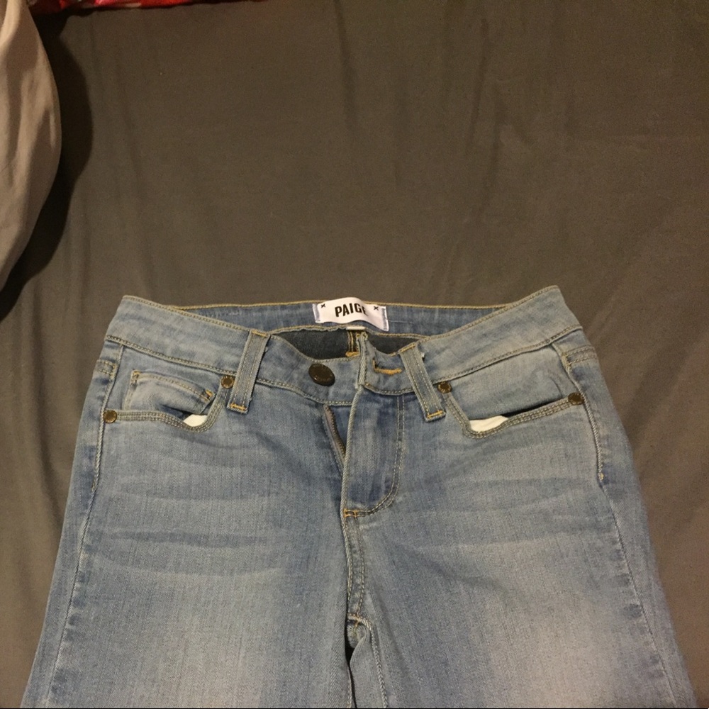 Paige light wash skinny jeans