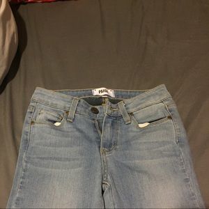Paige light wash skinny jeans