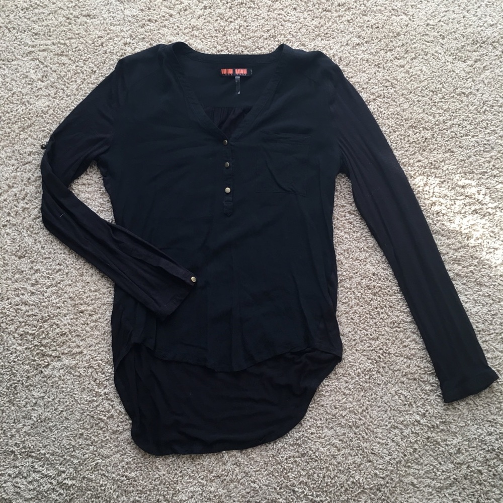 Long Sleeve Half Button Down Top
