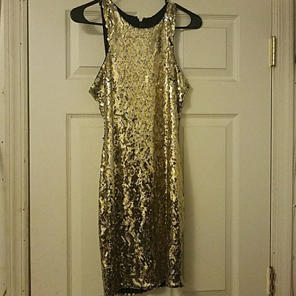 Gold and silver sequence Babe addiction dress