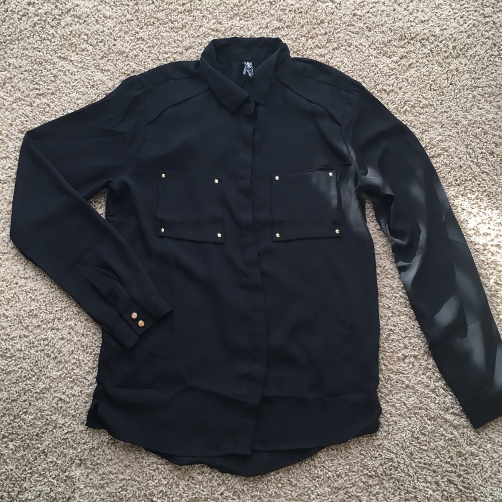 Black Botton Down Blouse