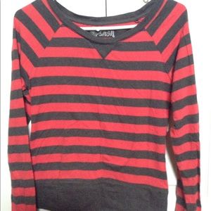Striped red and gray sweater